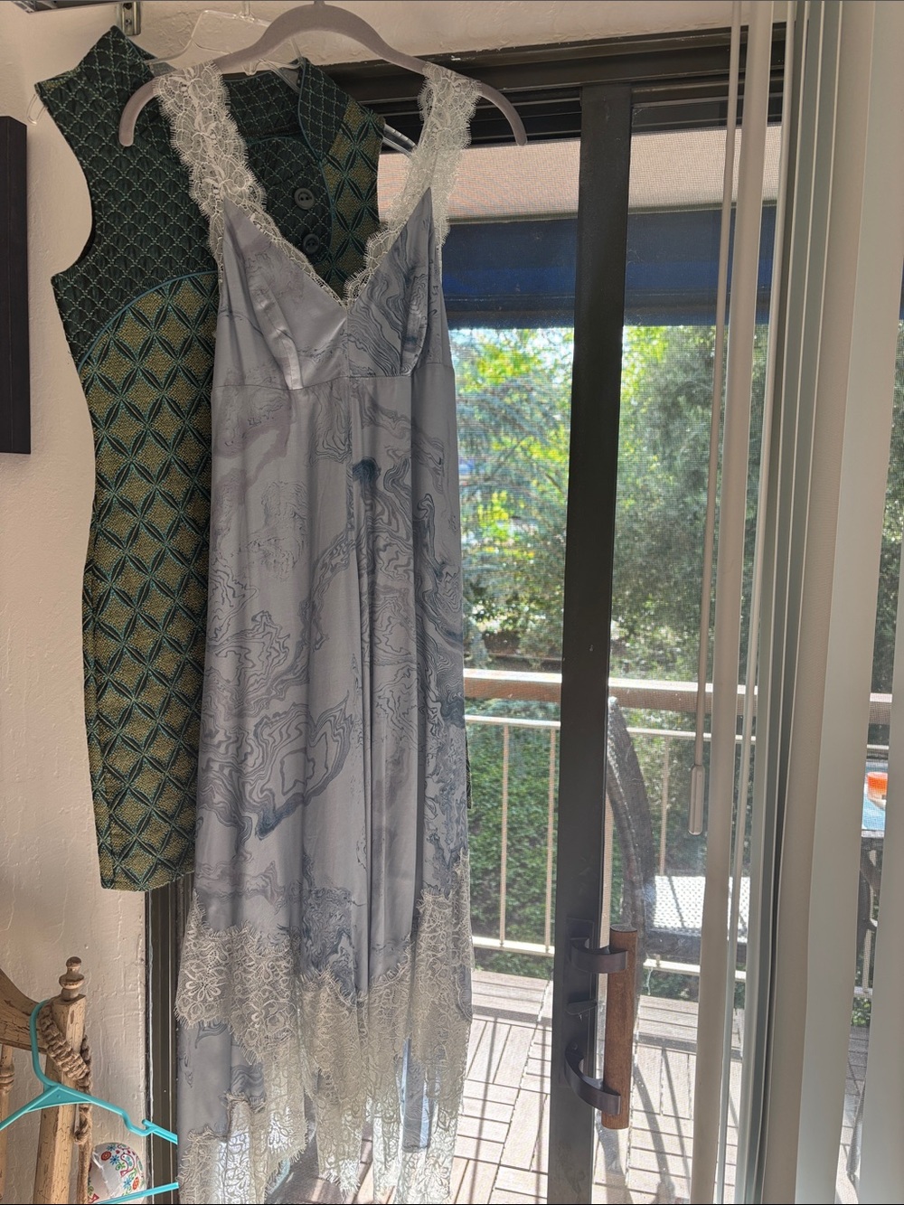 Light Blue Lace Trim Slip Dress Watercolor  Pretty